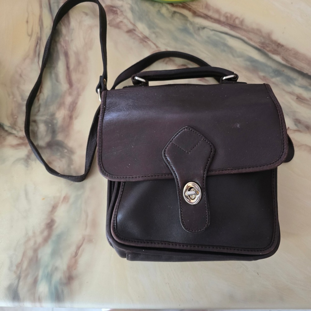 Georgetown Leather Design Brown Crossbody Bag Y2K Vintage Leather Satchel